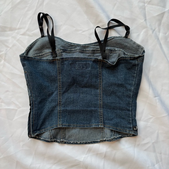 Vintage BONGO Light Blue Corset Denim Top - Picture 8 of 10